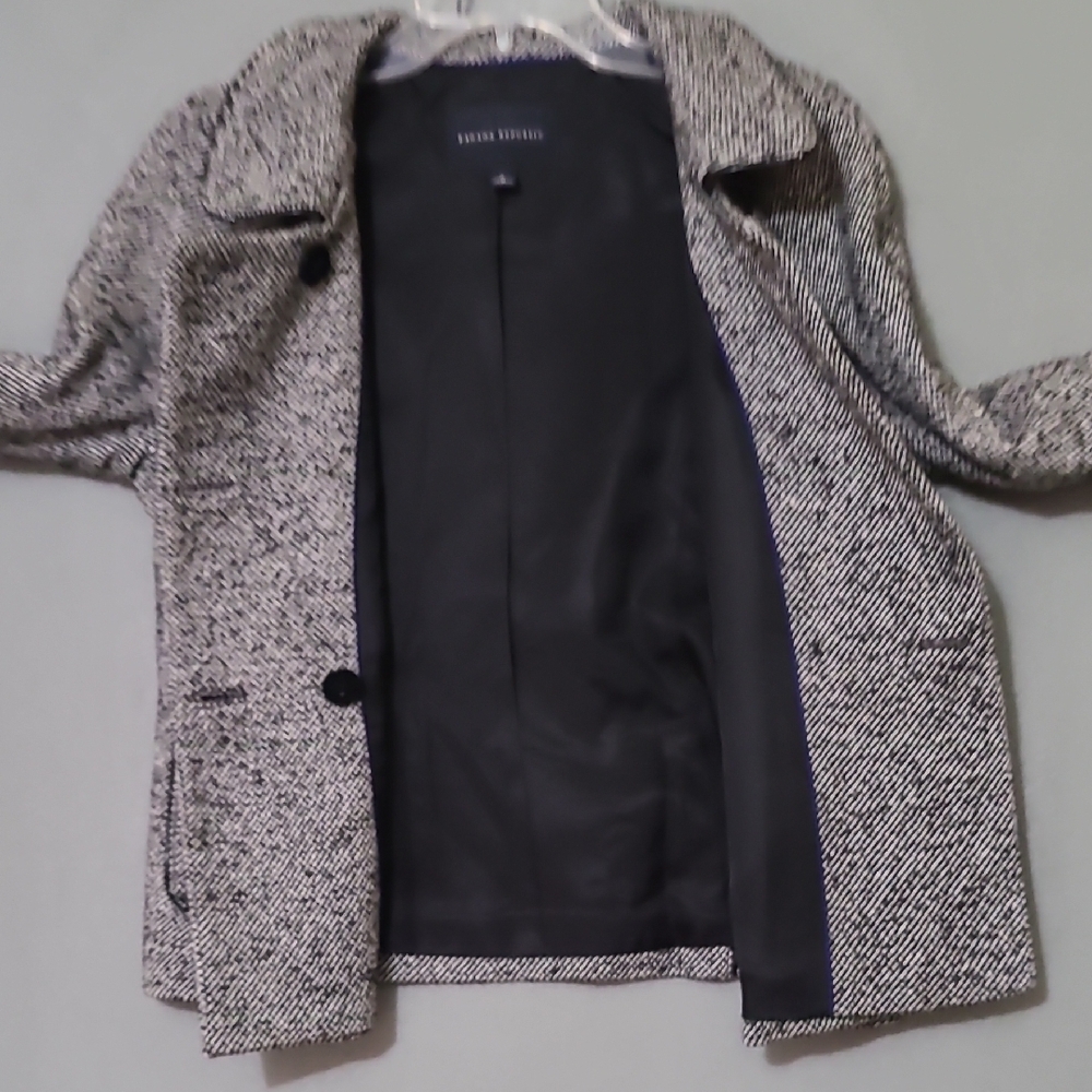 BANANA REPUBLIC Black and White Lined Peacoat Classic Wool-Blend Jacket - Size 6 - Picture 12 of 14